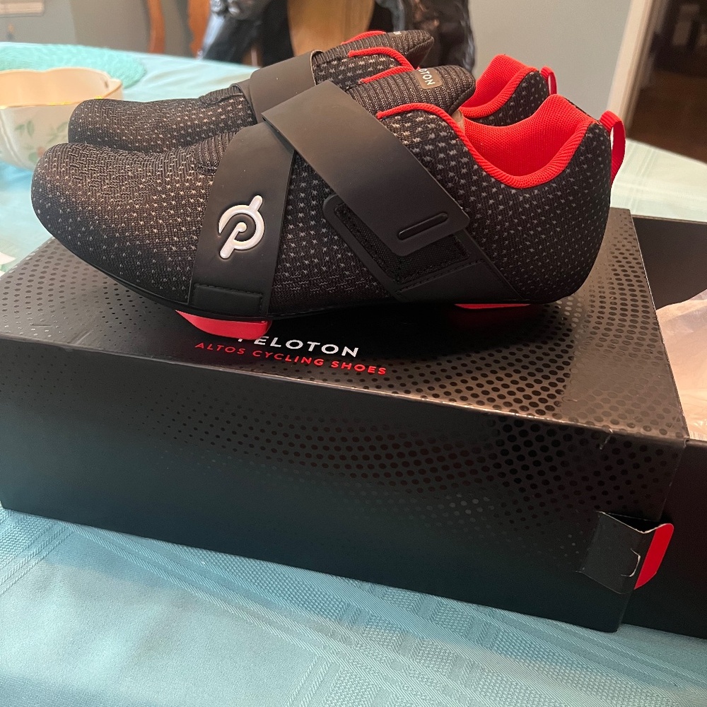 Peloton Black and Red Cycling Shoes